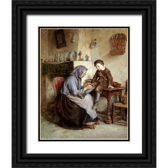 Frere, Edouard 15x18 Black Ornate Wood Framed with Double Matting Museum Art Print Titled - Worn Through