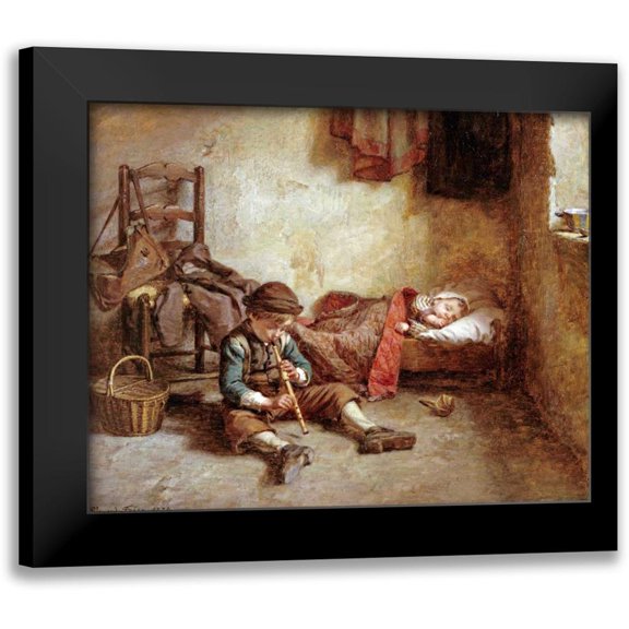 Frere, Pierre Edouard 14x12 Black Modern Framed Museum Art Print Titled - The Lullaby