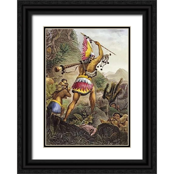 Freres, Firmin Didot 18x24 Black Ornate Wood Framed with Double Matting Museum Art Print Titled - The Signal For The Retreat