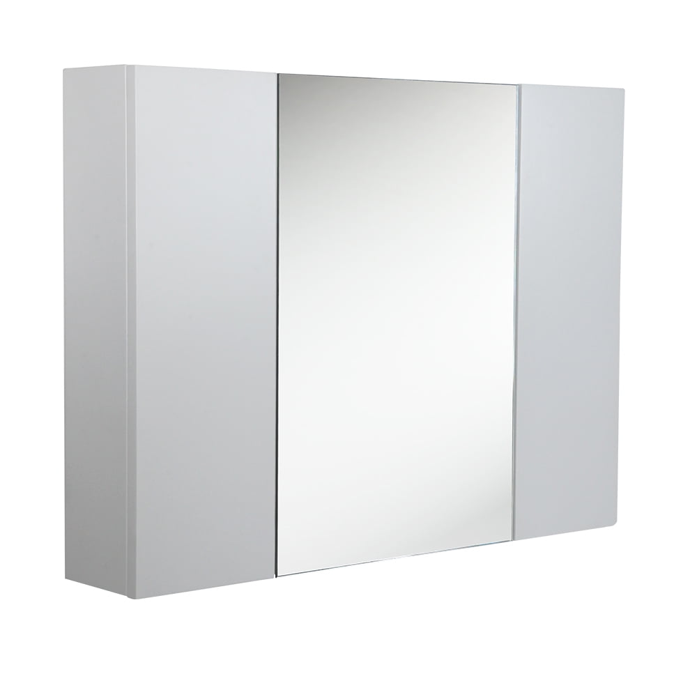 White Frameless MDF Wall-Mount Medicine Cabinet with Mirror