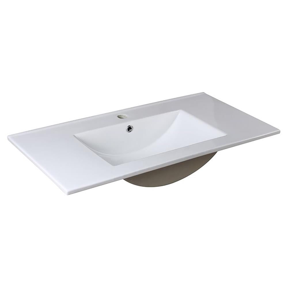 Fresca Allier 36" White Ceramic Rectangular Bathroom Sink with Overflow