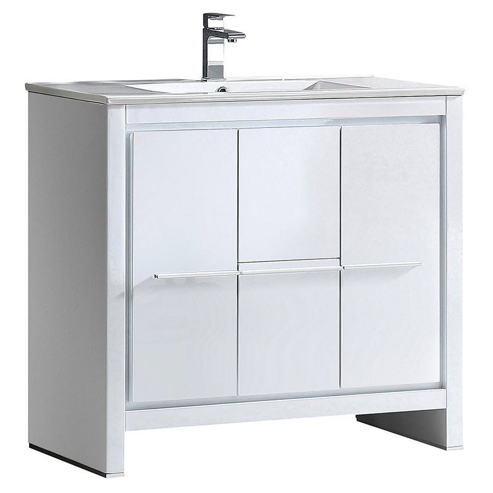 Allier 36" White Modern Plywood Vanity with Integrated Ceramic Sink