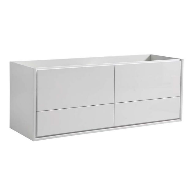 Fresca Catania 60" Wall Hung Double Sinks Wood Bathroom Cabinet in Glossy White