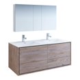 thumbnail image 1 of Fresca Catania 60" Rustic Natural Wood Wall Hung Double Sink Modern Bathroom Vanity with Medicine Cabinet, 1 of 8