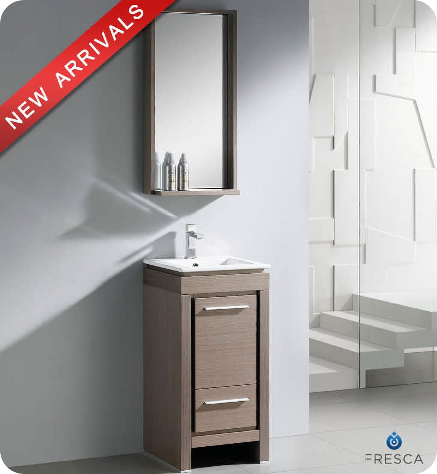 Fresca Allier 16" Gray Oak Modern Bathroom Vanity with Mirror - Walmart.com