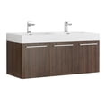 thumbnail image 1 of Fresca Vista 48" Walnut Wall Hung Double Sink Modern Bathroom Cabinet with Integrated Sink, 1 of 7