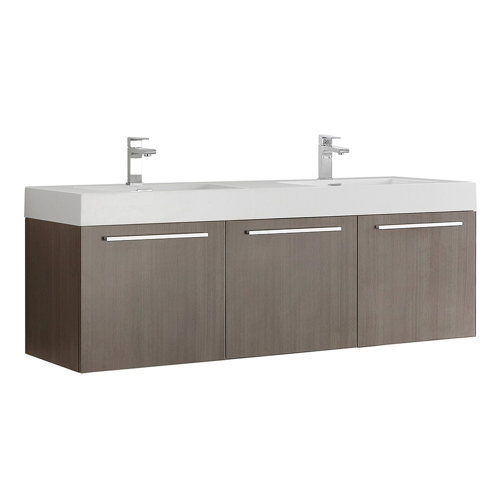 Fresca Fcb8093DI Vista 59" Wall Mounted Double Basin Vanity Set