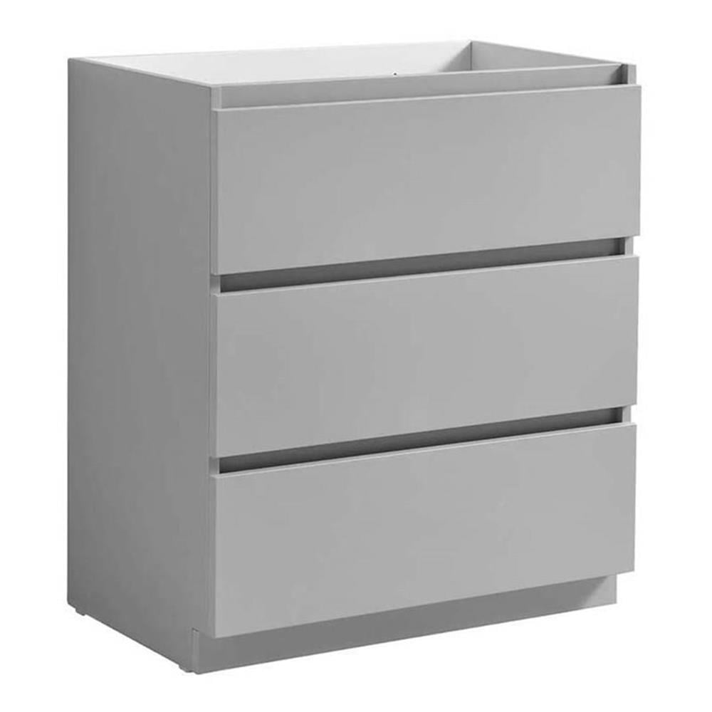 Gray 30" Solid Wood and MDF Freestanding Single Sink Vanity Base