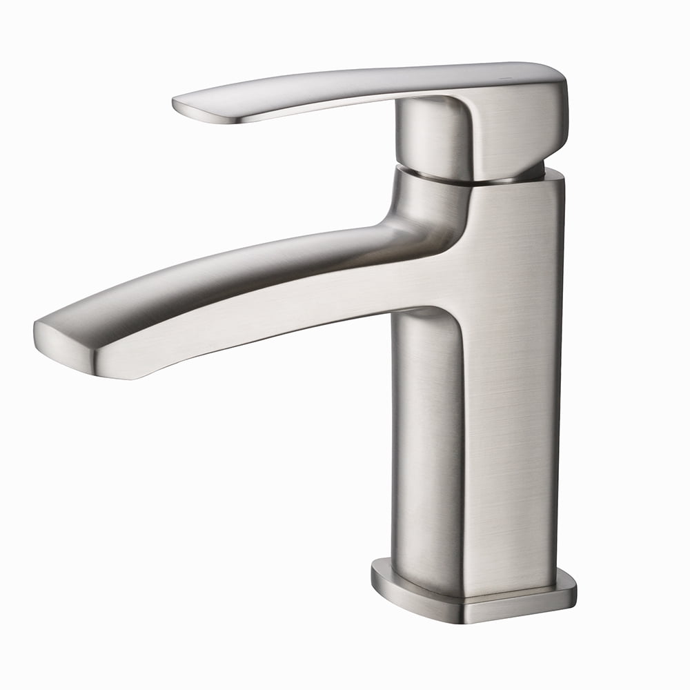 Brushed Nickel Single Hole Modern Bathroom Faucet