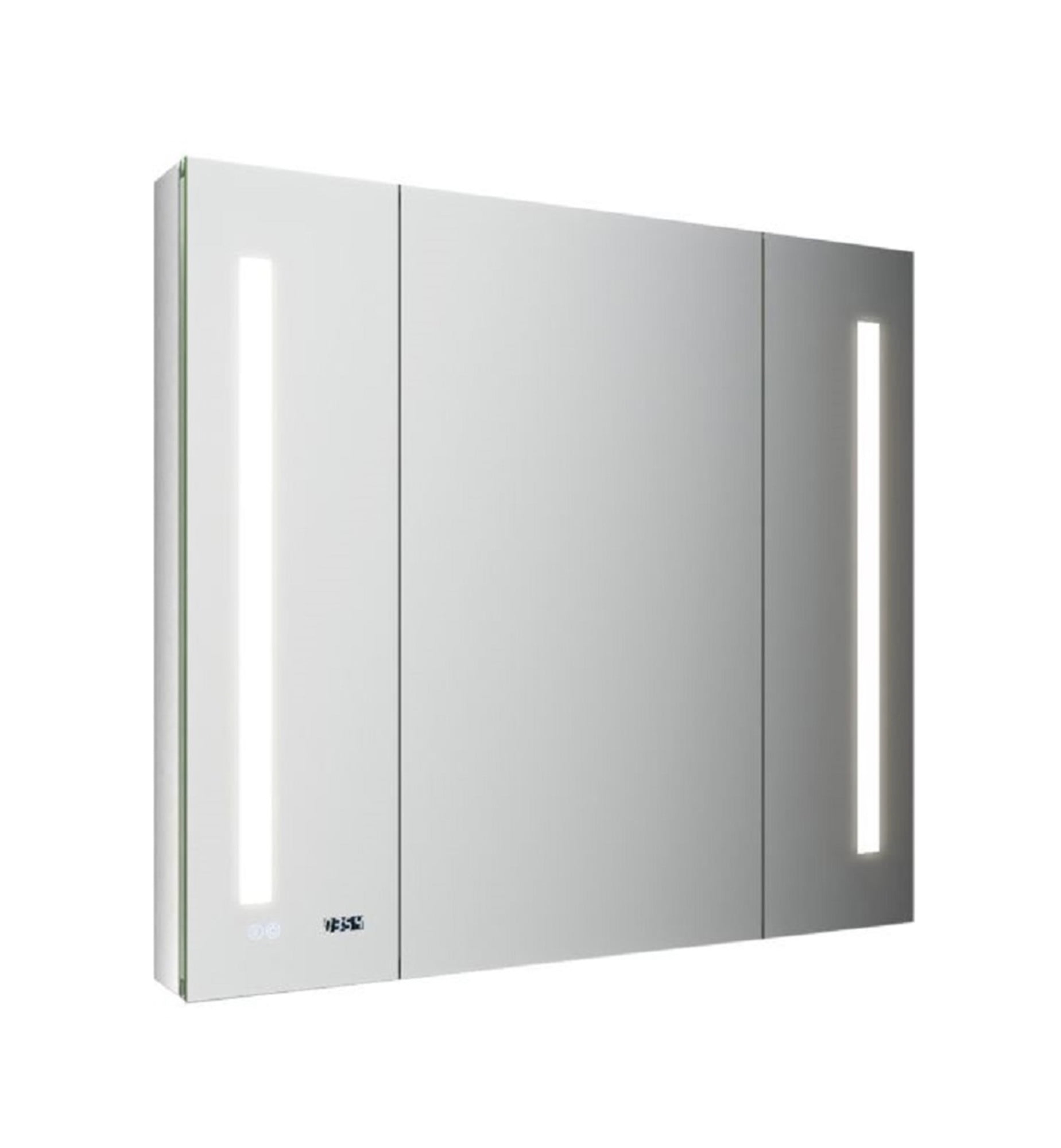 Silver Frameless LED Lighted Tri-view Medicine Cabinet