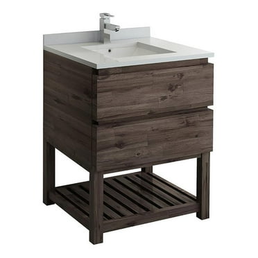 Fresca Formosa 30" Open Bottom Acacia Wood Bathroom Cabinet in Brown