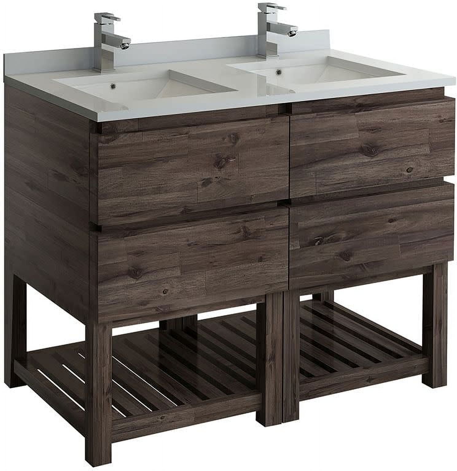Acacia Wood 46" Freestanding Double Sink Bathroom Vanity Base