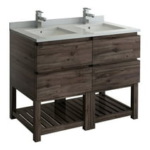 Fresca Formosa 48" Double Sinks Modern Acacia Wood Bathroom Cabinet in Brown