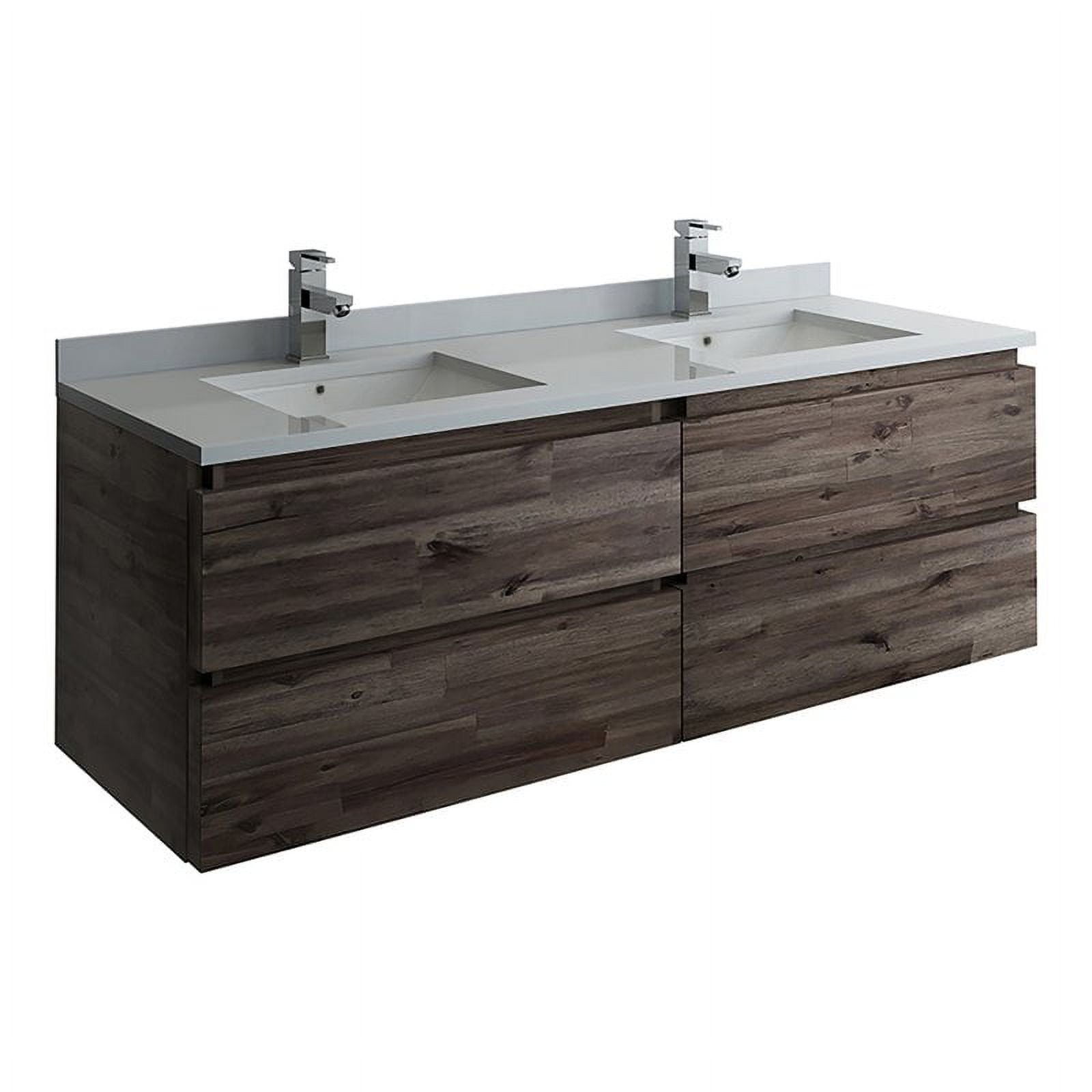 Fresca Formosa 58" Wall Hung Double Sinks Acacia Wood Bathroom