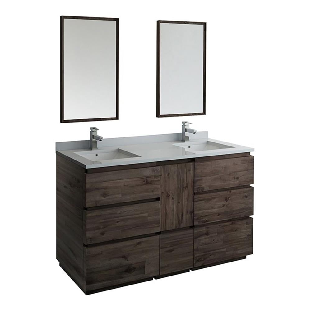 Fresca Formosa 60" Floor Standing Double Sink Modern Bathroom Vanity with Mirrors