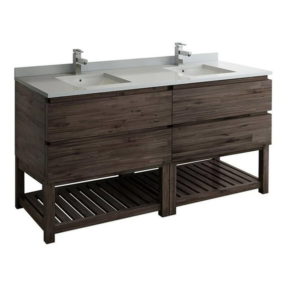 Fresca Formosa 70" Floor Standing Open Bottom Double Sink Modern Bathroom Cabinet