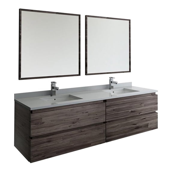 Fresca Fvn31-3636 Formosa 72" Wall Mounted Double Basin Vanity Set - Acacia Wood