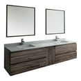 thumbnail image 1 of Fresca Formosa 84" Wall Hung Double Sinks Bathroom Vanity with Mirrors in Brown, 1 of 11