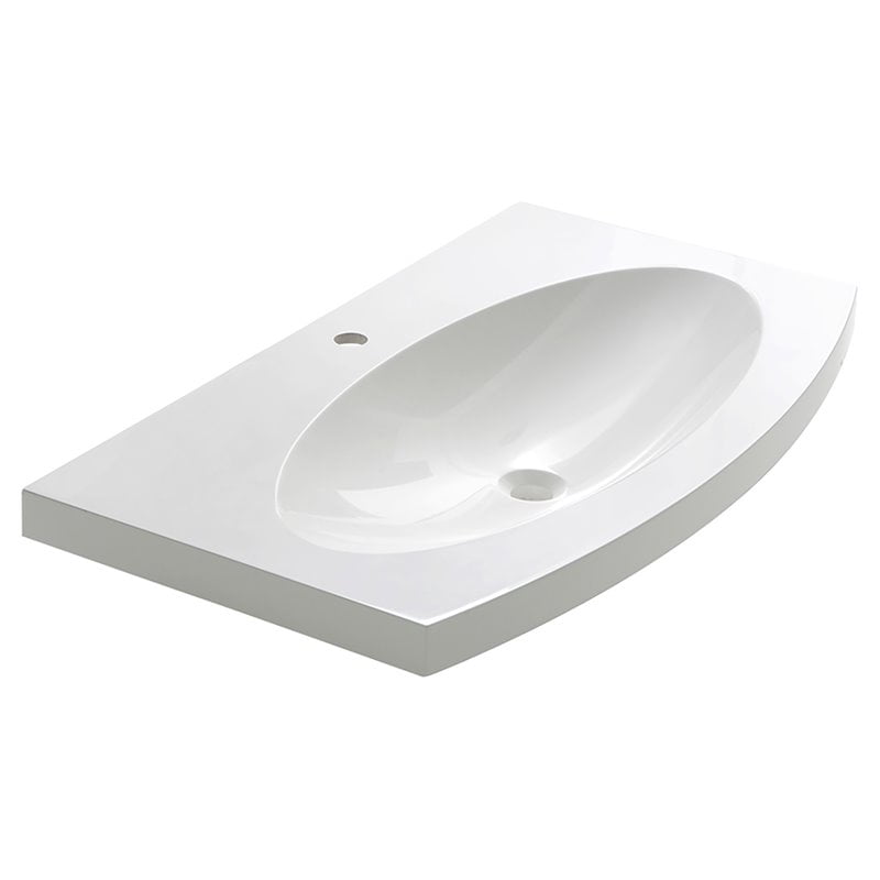 White Acrylic Oval Drop-In Bathroom Sink with Single Faucet Hole