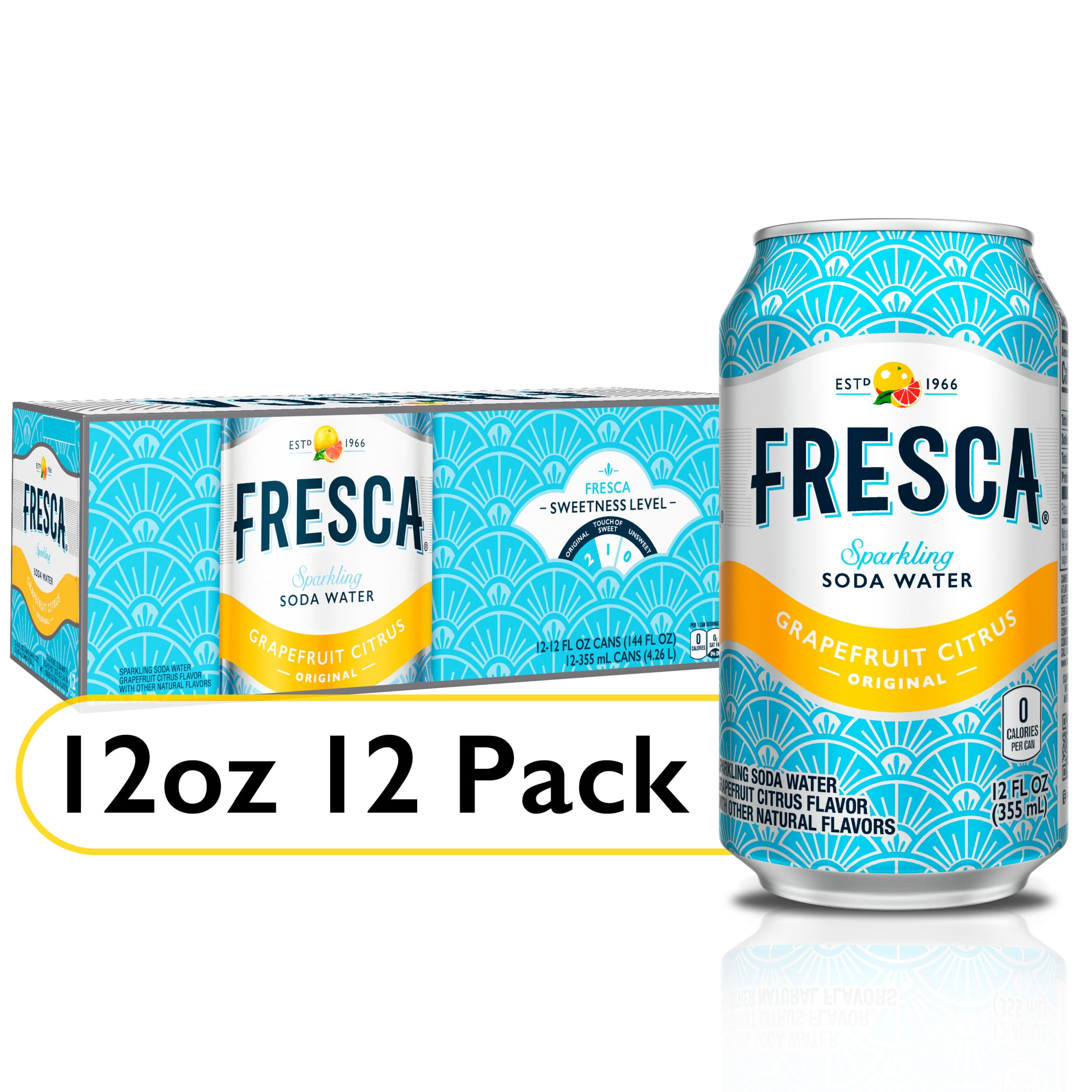 Fresca Grapefruit Citrus Soda Pop, 12 fl oz, 12 Pack Cans