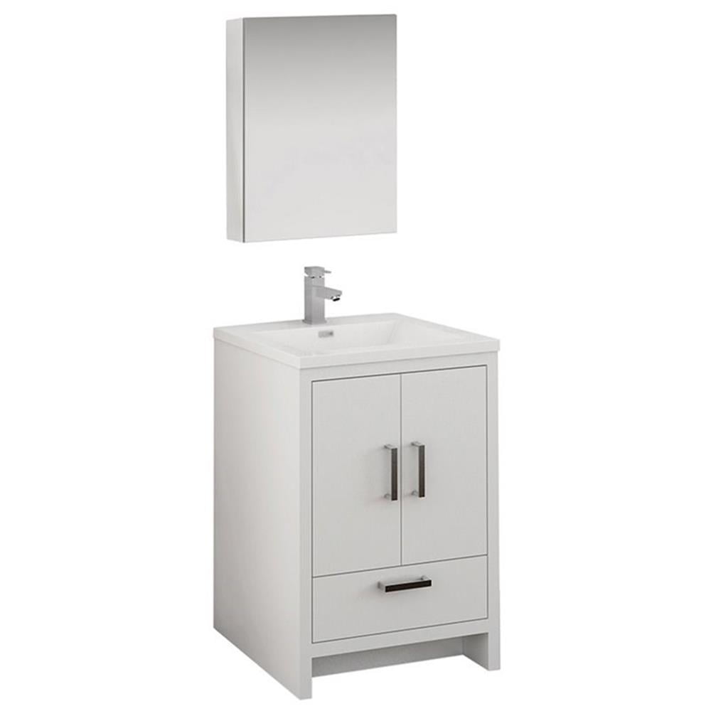 Fresca Imperia 24" Glossy White Free Standing Modern Bathroom Vanity with Medicine Cabinet