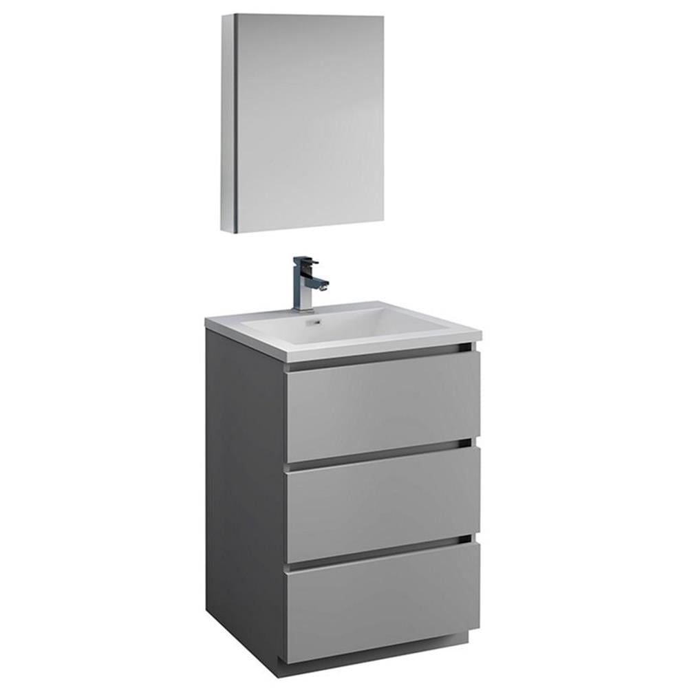 Fresca Lazzaro 24" Gray Free Standing Modern Bathroom Vanity with Medicine Cabinet