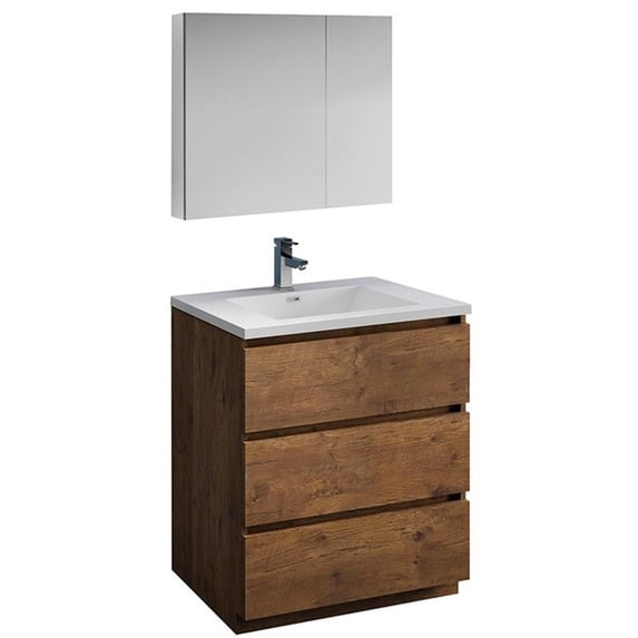 Fresca Lazzaro 30" Rosewood Free Standing Modern Bathroom Vanity with Medicine Cabinet