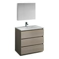 thumbnail image 1 of Fresca Lazzaro 36" Gray Wood Free Standing Modern Bathroom Vanity with Medicine Cabinet, 1 of 9
