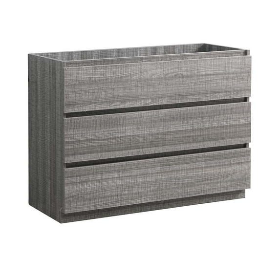 Fresca Lazzaro 48" Free Standing Modern Wood Bathroom Cabinet in Glossy Ash Gray