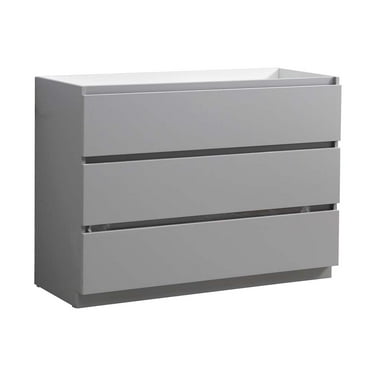 Fresca Lazzaro 48" Free Standing 3-Drawer Bathroom Base Cabinet/Hardware in Gray