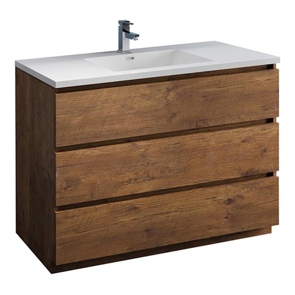 Rosewood 48" Freestanding Vanity with White Acrylic Top