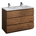 thumbnail image 1 of Fresca Lazzaro 48" Wood Bathroom Cabinet with Integrated Double Sinks in Brown, 1 of 8