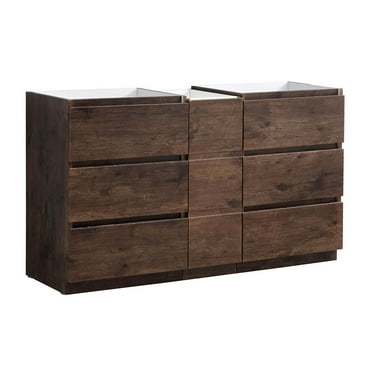 Fresca Lazzaro 60" Free Standing Double Sinks Bathroom Cabinet in Brown