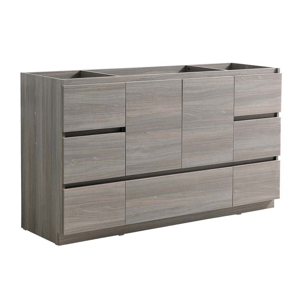 Lazzaro 60" Gray Solid Wood Freestanding Bathroom Vanity Cabinet