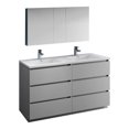 thumbnail image 1 of Fresca Lazzaro 60" Gray Free Standing Double Sink Modern Bathroom Vanity with Medicine Cabinet, 1 of 9