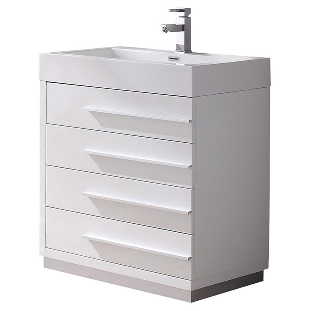 Fresca Livello 30" White Modern Bathroom with Integrated Sink