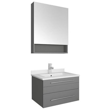 Fresca Lucera 24" Wood Bathroom Vanity with Medicine Cabinet in Gray