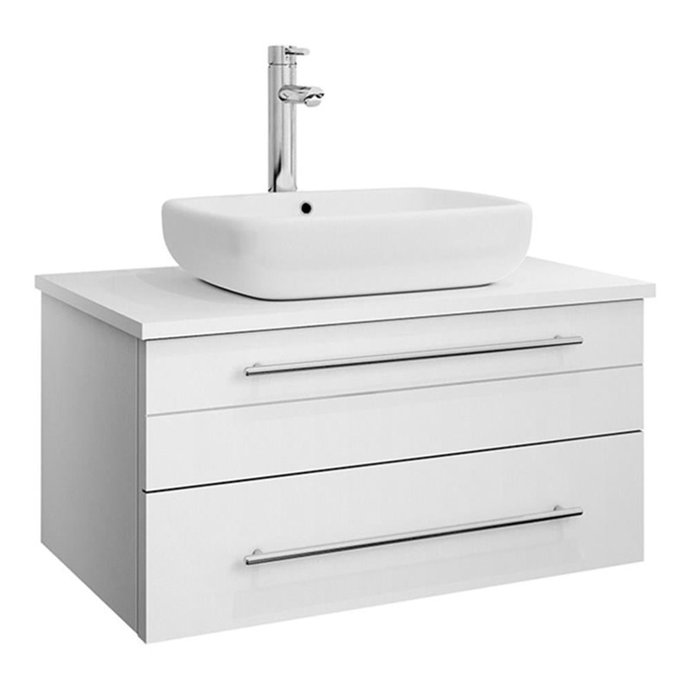 Lucera 30'' White Quartz Stone Wall-Mount Vanity