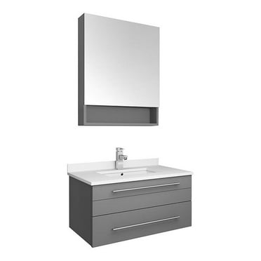 Fresca Lucera 30" Wood Bathroom Vanity with Medicine Cabinet in Gray