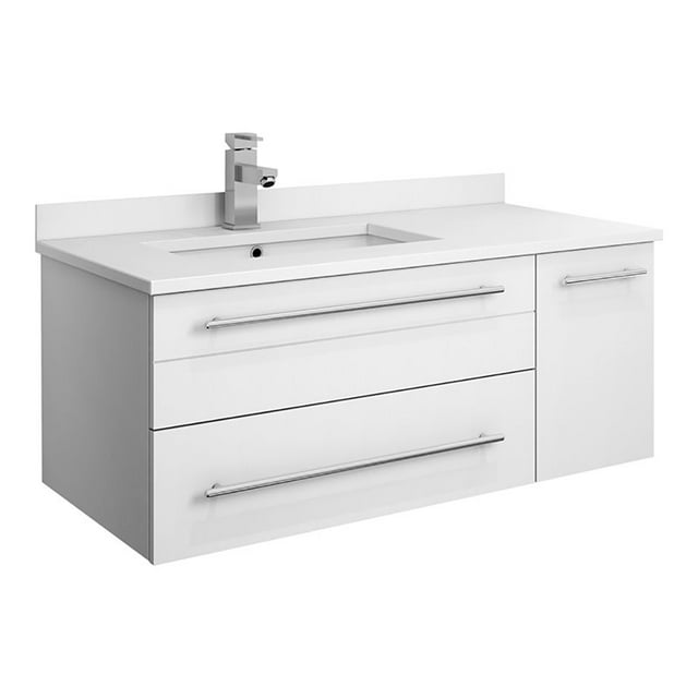 Fresca Lucera 36" Undermount Sink Solid Wood Bathroom Cabinet - Left in White