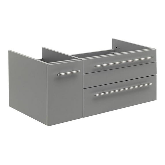 Fresca Lucera 36" Gray Wall Hung Undermount Sink Modern Bathroom Cabinet - Right Version