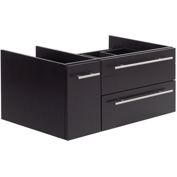 Fresca Lucera 36" Espresso Wall Hung Vessel Sink Modern Bathroom Cabinet - Right Version