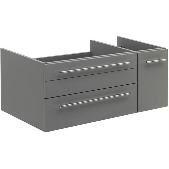 Fresca Lucera 36" Wall Hung Undermount Sink Bathroom Cabinet - Left in Gray