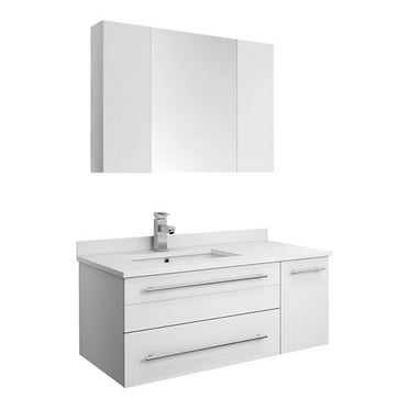 Fresca Lucera 36" Wall Hung Undermount Sink Bathroom Vanity - Left in White