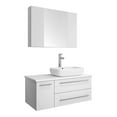 thumbnail image 1 of Fresca Lucera 36" White Wall Hung Vessel Sink Modern Bathroom Vanity w/ Medicine Cabinet - Right Version, 1 of 7