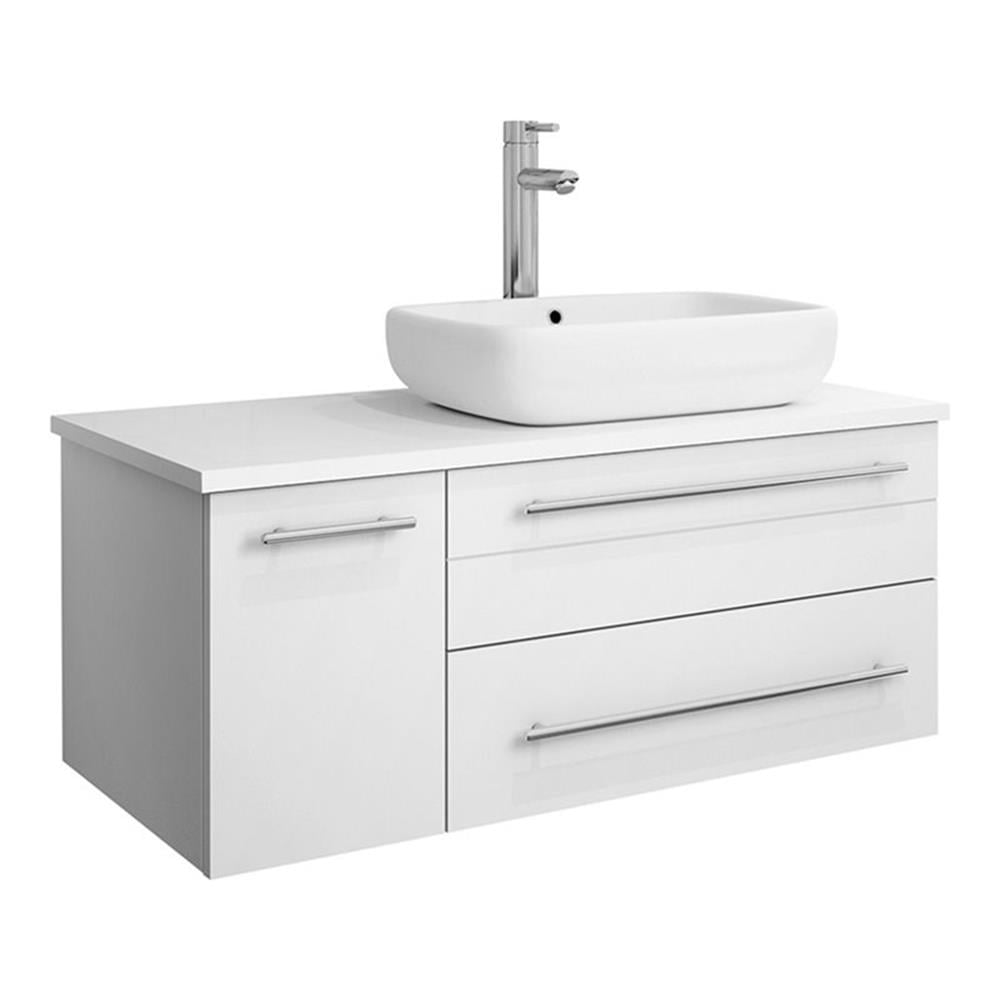 Lucera 36" White Wall Mounted Single Vessel Sink Vanity