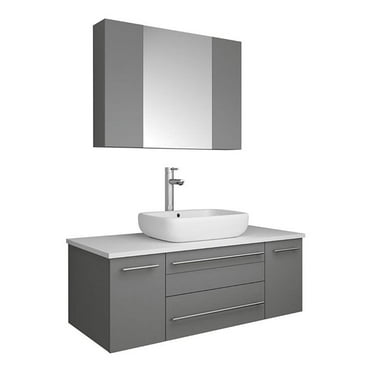 Fresca Lucera 42" Modern Wood Bathroom Vanity with Medicine Cabinet in Gray