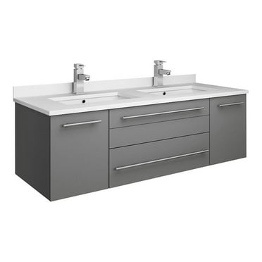 Fresca Lucera 48" Double Undermount Sinks Solid Wood Bathroom Cabinet in Gray