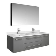 Fresca Lucera 48" Wall Hung Double Undermount Sink Bathroom Vanity in Gray