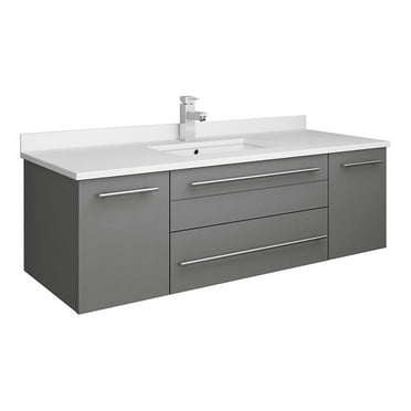 Fresca Lucera 48" Wall Hung Modern Solid Wood Bathroom Cabinet in Gray